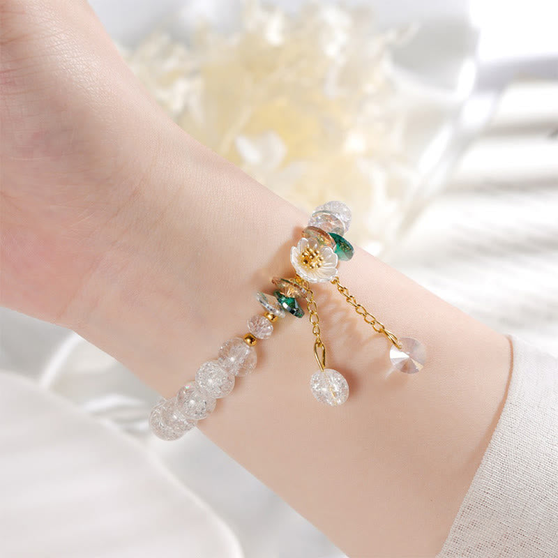 Buddha Stones Simple Design Flower Charm Glass Bead Bracelet - image 18