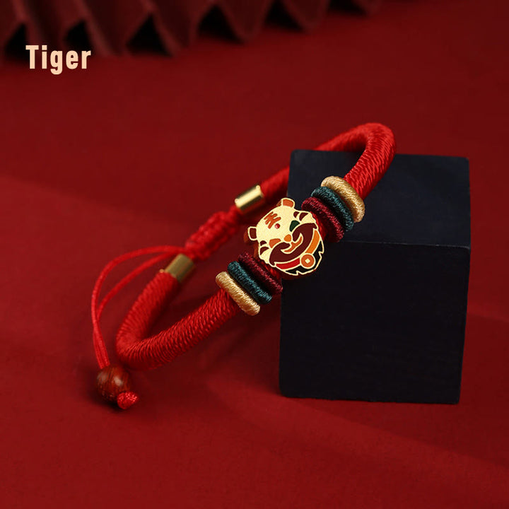 Buddha Stones Handmade 925 Sterling Silver Year of the Dragon Cute Chinese Zodiac Luck Braided Red Bracelet - Tiger(Wrist Circumference 14-19cm) - image 12