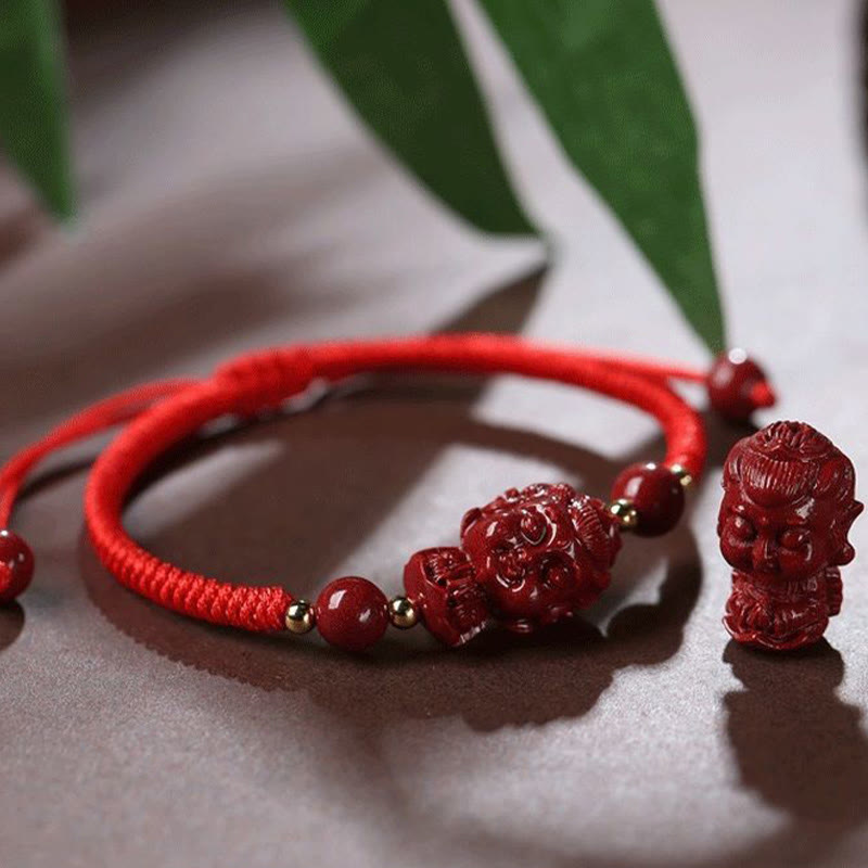 Buddha Stones Chinese Zodiac Natal Buddha Cinnabar Amulet Blessing String Bracelet - image 4