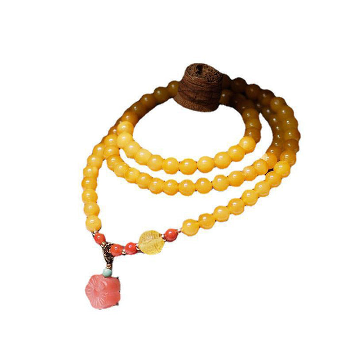 Amber Healing Balance Necklace Flower Charm Bracelet - image 9