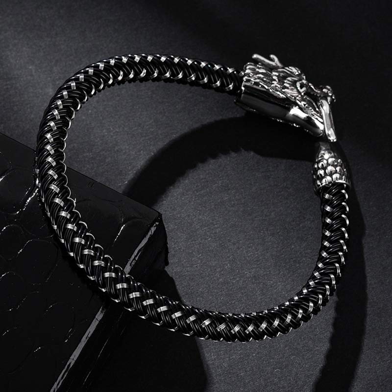 Buddha Stones Dragon Titanium Steel Protection Luck Bracelet - image 5