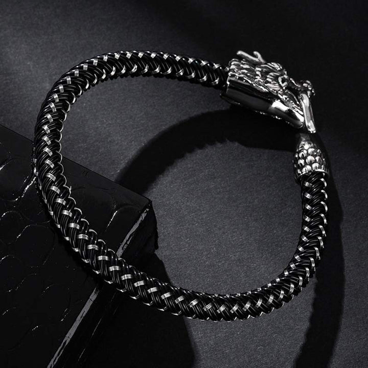 Buddha Stones Dragon Titanium Steel Protection Luck Bracelet - image 5