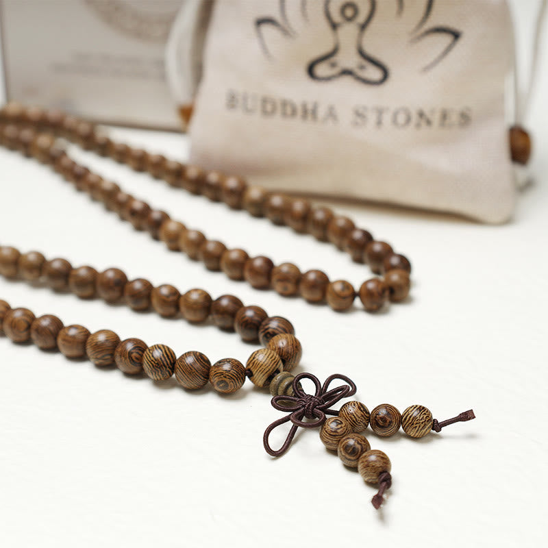 Buddha Stones 108 Mala Beads Bracelet Prayer Meditation Sandalwood Elastic - image 18