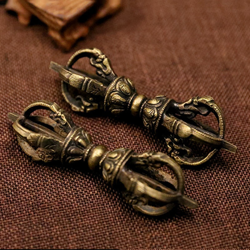Buddha Stones Handmade Nepal Five Prong Three Prong Vajra Dorje Strength Copper Decoration - image 4
