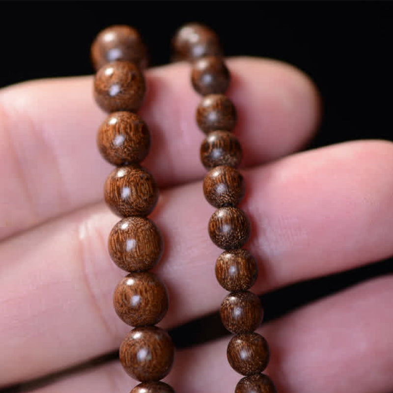 Buddha Stones 108 Mala Beads Rosewood Jade Calm Bracelet - image 8
