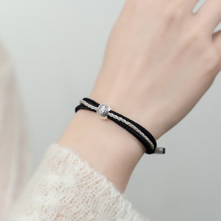 Buddha Stones 925 Sterling Silver Tibetan Zakiram Goddess of Wealth Luck Rope Bracelet - image 14