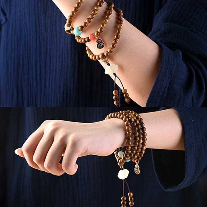 Buddha Stones Tibetan Rosewood Protection Calm Bracelet Mala - image 20