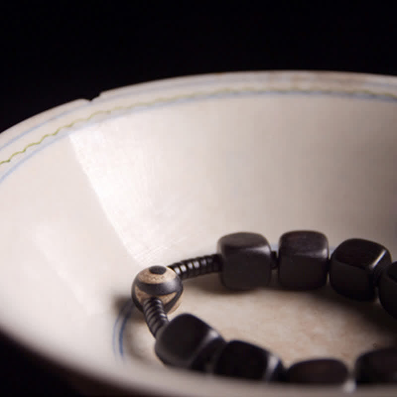 Buddha Stones Tibetan Ebony Wood Dzi Bead Strength Bracelet - image 10