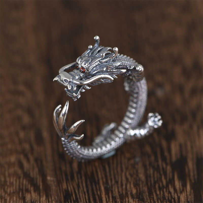 Buddha Stones 925 Sterling Silver Dragon Luck Protection Ring - Dragon (Protection ♥ Success) - image 0
