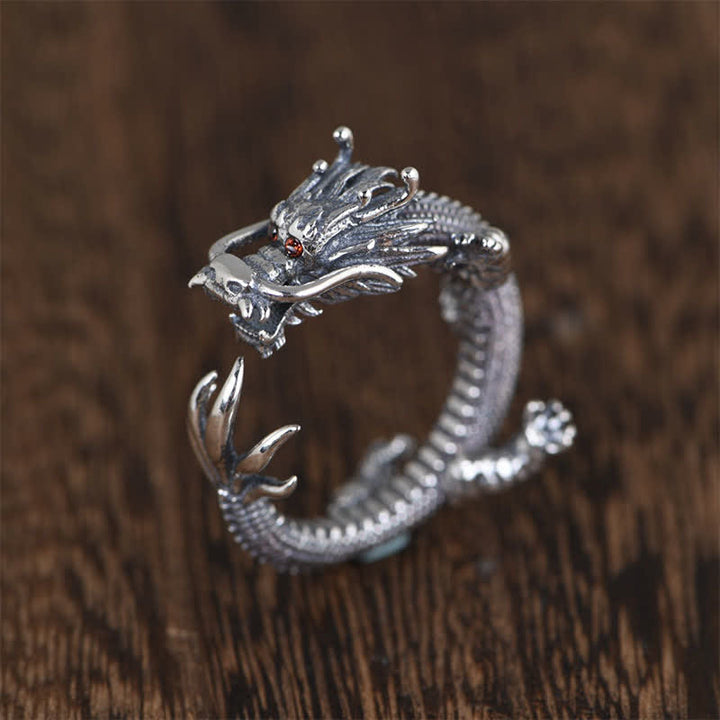 Buddha Stones 925 Sterling Silver Dragon Luck Protection Ring - Dragon (Protection ♥ Success) - image 0