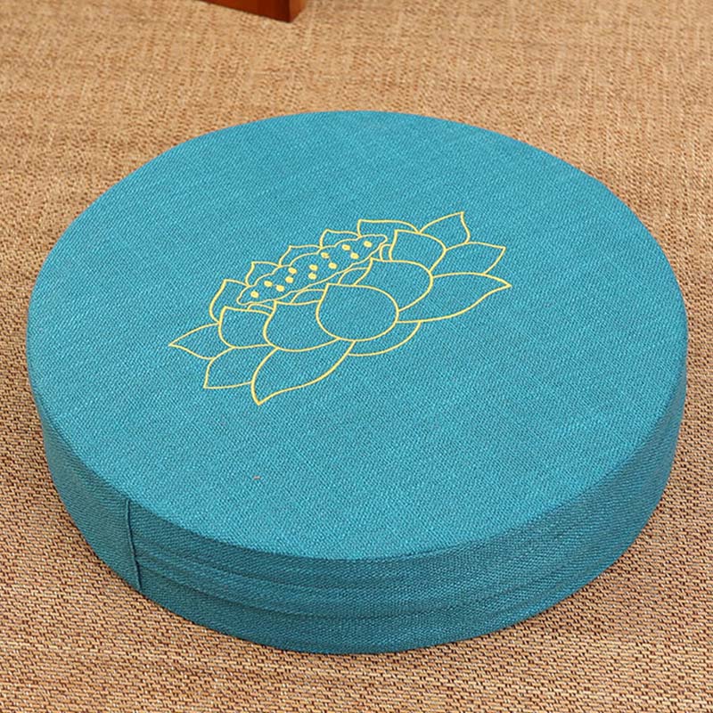 Buddha Stones Lotus Embroidery Cotton Linen Meditation Seat Cushion - Soft - 40cm*10cm - DeepSkyBlue - image 12