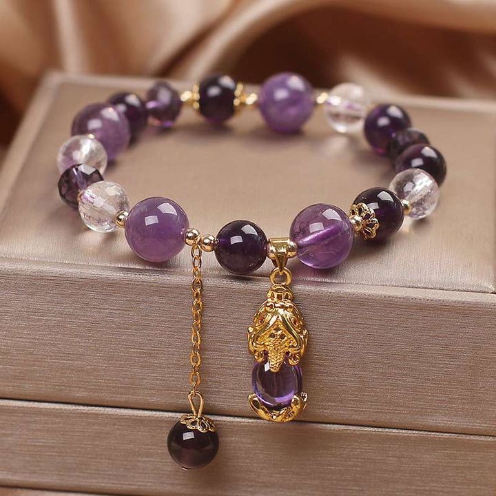 Buddha Stones  Natural Amethyst PiXiu Healing Bracelet - Amethyst - image 0
