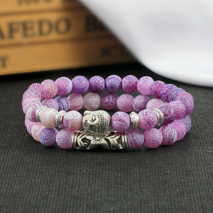 Buddha Stones 2Pcs Natural Crystal Agate Buddha Protection Bracelet - image 23