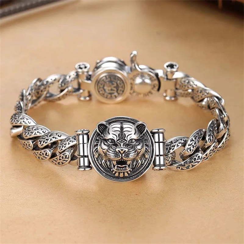 Buddha Stones Tiger Tang Dynasty Flower Design Engraved Luck Energy Bracelet - image 2