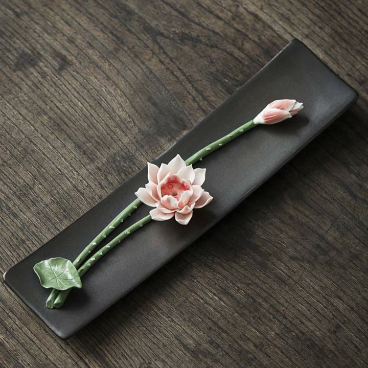 Buddha Stones Lotus Peony Rose Flower Ceramic Spiritual Incense Burner - image 6