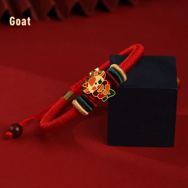 Buddha Stones Handmade 925 Sterling Silver Year of the Dragon Cute Chinese Zodiac Luck Braided Red Bracelet - Goat(Wrist Circumference 14-19cm) - image 16