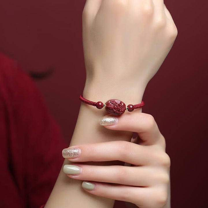 Buddha Stones Chinese Zodiac Natal Buddha Cinnabar Keep Away Evil Spirits Rope Bracelet - image 6