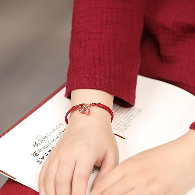 Buddha Stones Natural Strawberry Quartz Amethyst Green Phantom Bead Positive Bracelet - image 12