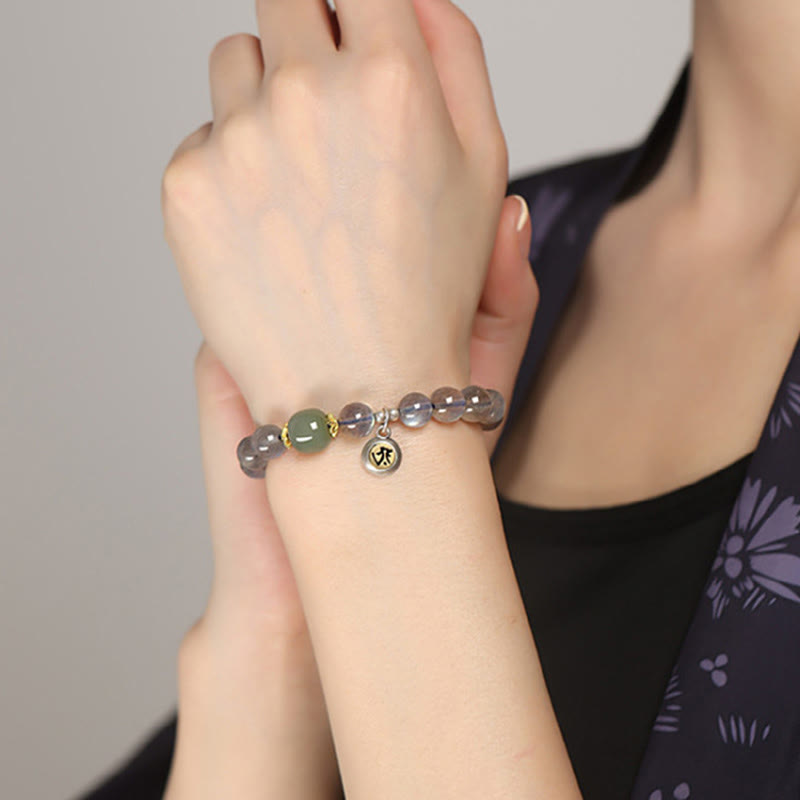 Buddha Stones Chinese Zodiac Natal Buddha 925 Sterling Silver Natural Moonstone Hetian Jade Positive Bracelet - image 6