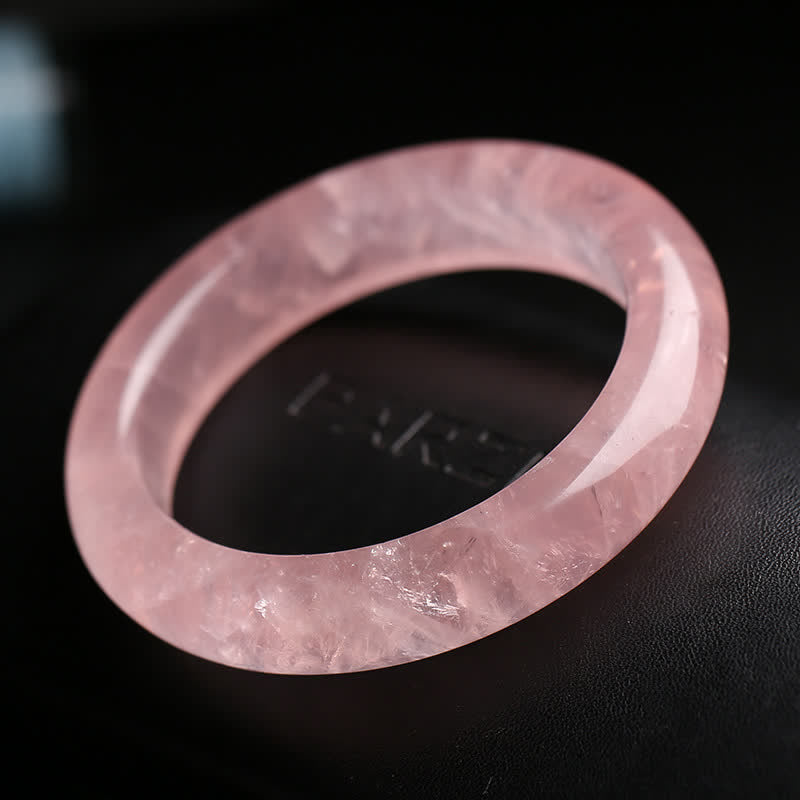 Buddha Stones  Natural Rose Quartz Love Caring Bracelet Bangle - 62mm - image 1