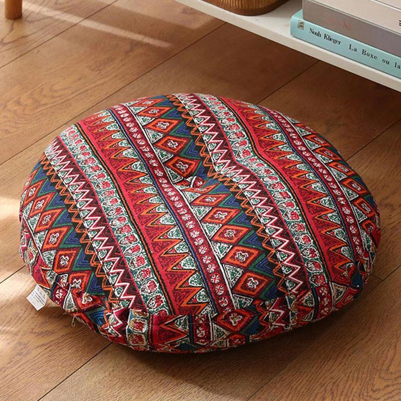 Buddha Stones Lotus Simple Pattern Linen Meditation Seat Cushion Home Living Room Decoration - Detachable - 40cm*10cm - IndianRed - image 21