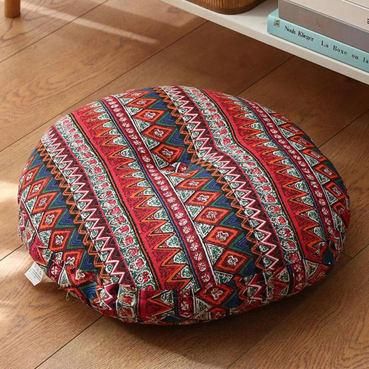 Buddha Stones Lotus Simple Pattern Linen Meditation Seat Cushion Home Living Room Decoration - Detachable - 40cm*10cm - IndianRed - image 21