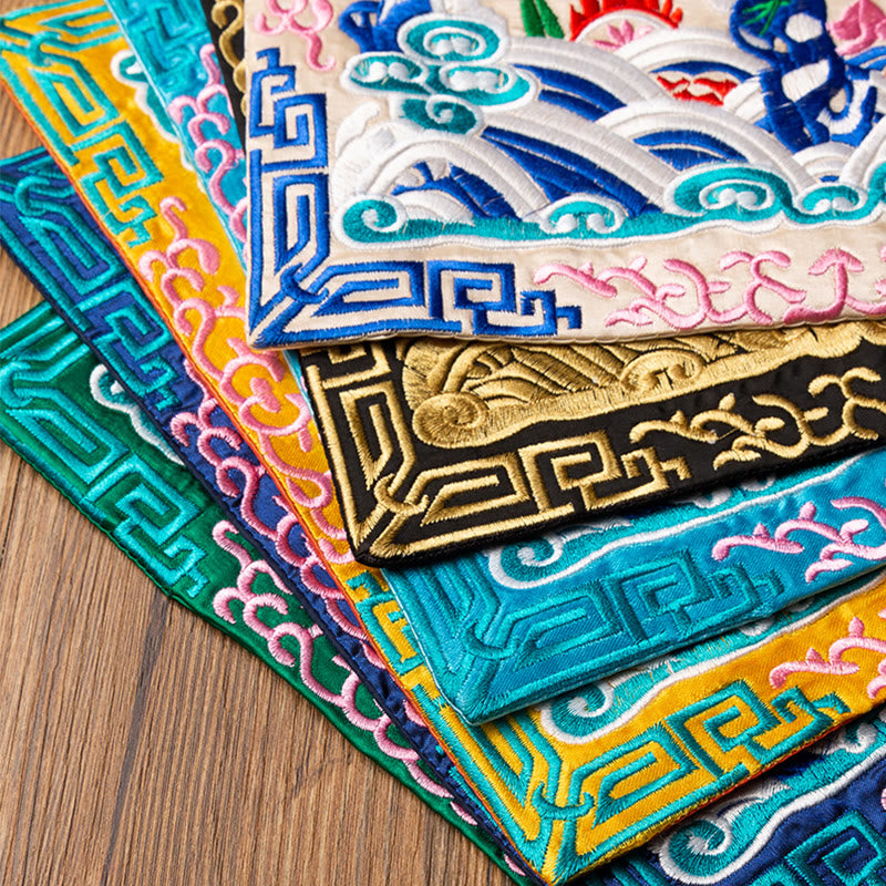 Buddha Stones Phoenix Dragon Kirin Embroidery Cup Mat Pad Tea Cup Coaster Kung Fu Tea Mat - image 5