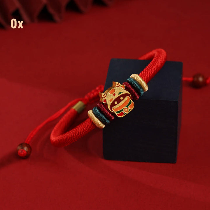 Buddha Stones Handmade 925 Sterling Silver Year of the Dragon Cute Chinese Zodiac Luck Braided Red Bracelet - Ox(Wrist Circumference 14-19cm) - image 11