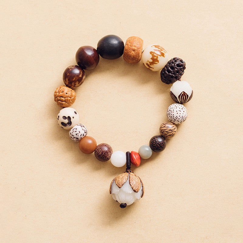 Buddha Stones Bodhi Seed Lotus Wisdom Peace Wrist Mala Bracelet - 14-15cm - image 0