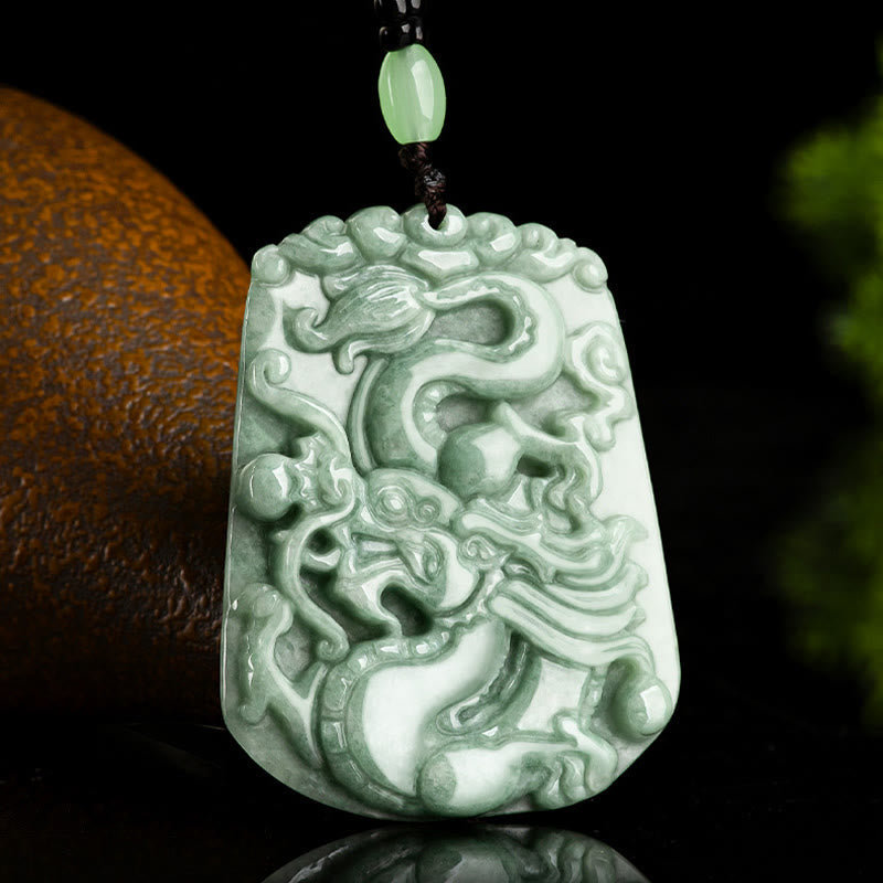 Buddha Stones Year Of The Dragon Chinese Zodiac Dragon Soaring Jade Protection Bead Chain Necklace Pendant - image 2