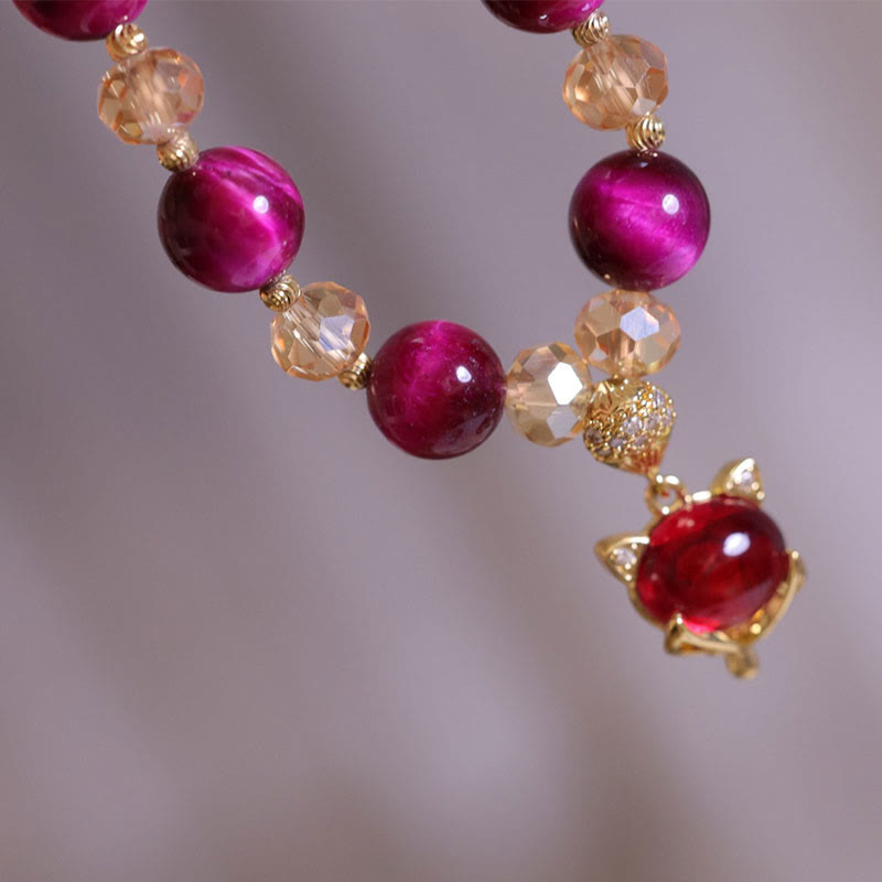 Buddha Stones Red Tiger Eye PiXiu Fox Protection Self Confidence Bracelet - image 14