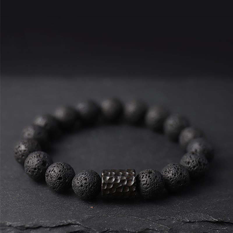 Buddha Stones Lava Rock Ebony Wood Tiger Eye Healing Bracelet - image 6