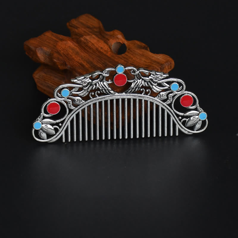 Buddha Stones Lucky Dragon Phoenix Protection Strength Comb - Double Phoenix - image 0