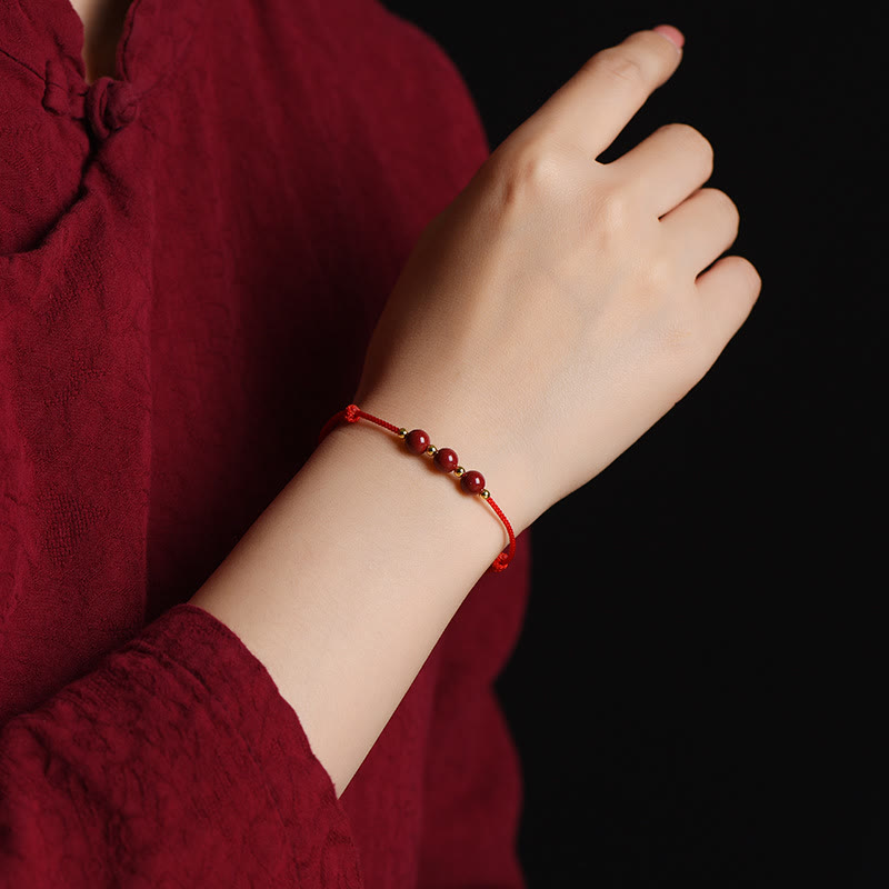 Buddha Stones Natural Lucky Cinnabar Bead Blessing String Bracelet Anklet - image 11
