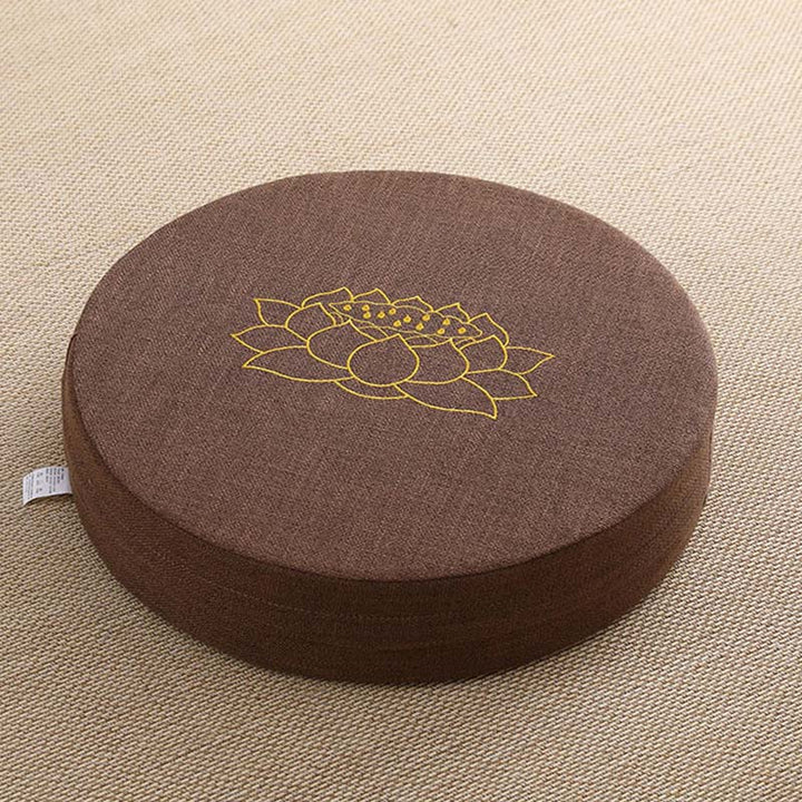 Buddha Stones Lotus Embroidery Cotton Linen Meditation Seat Cushion - Soft - 40cm*10cm - Brown - image 10