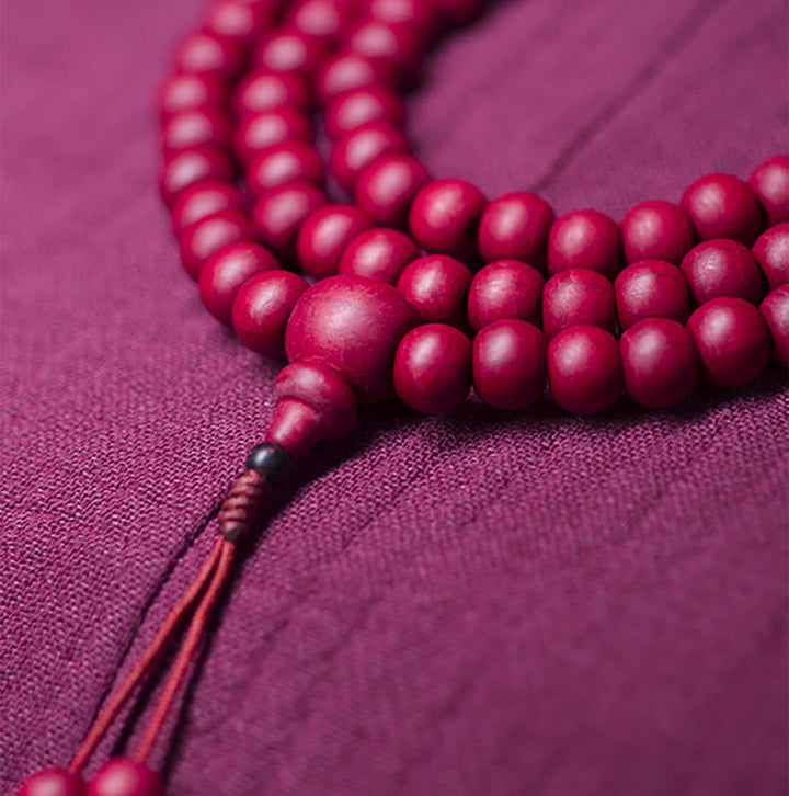 Buddha Stones 108 Mala Beads Natural Abelia Biflora Wood Protection Bracelet - image 2