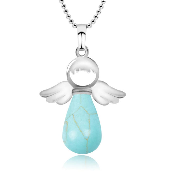 Buddha Stones Little Angel Wings Natural Crystal Luck Necklace Pendant - Turquoise - image 21
