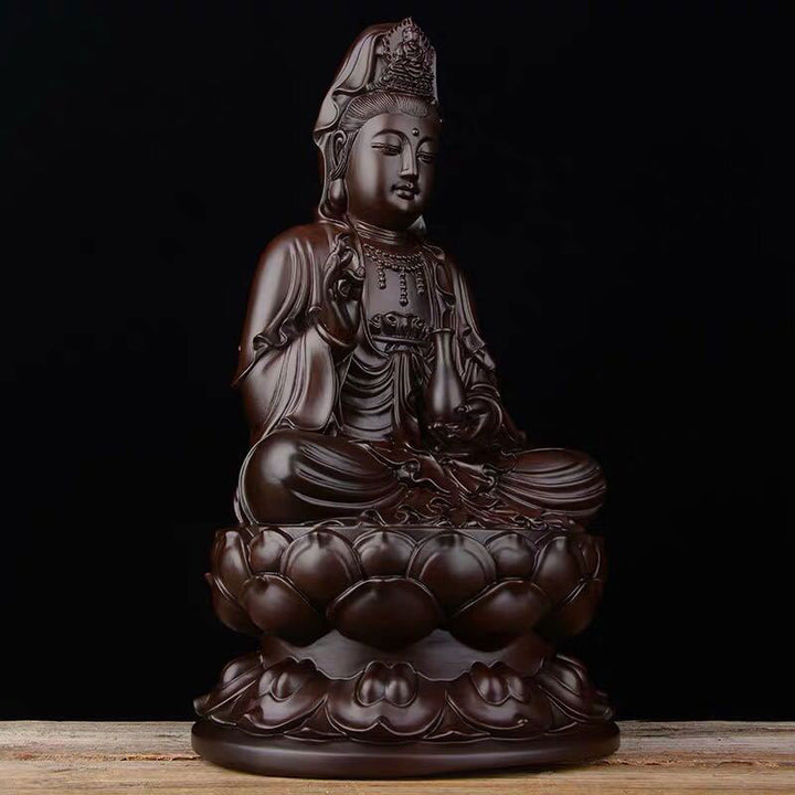 Buddha Stones Avalokitesvara Ebony Lotus Harmony Blessing Home Decoration - image 1