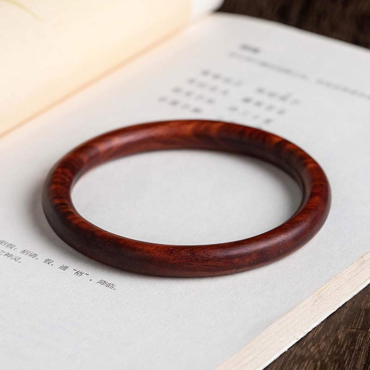 Buddha Stones Tibetan Small Leaf Red Sandalwood Ebony Green Sandalwood Protection Bracelet Bangle - Small Leaf Red Sandalwood - 64mm - image 2