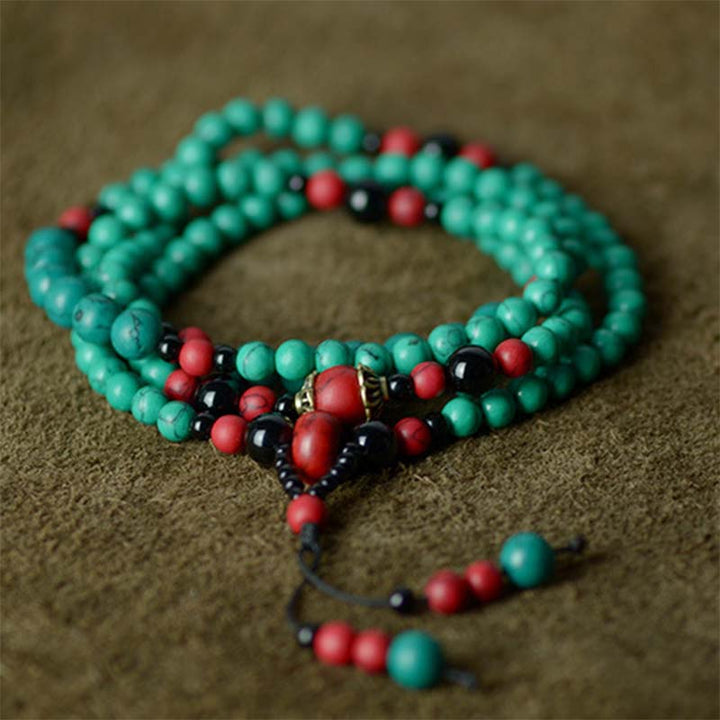 Buddha Stones Turquoise Black Onyx Red Turquoise Bead Protection Bracelet - Turquoise&Black Onyx - image 7