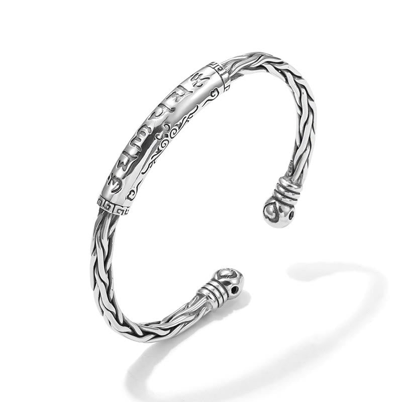 Buddha Stones Tibet Om Mani Padme Hum Engraved Focus Cuff Bracelet Bangle - Om Mani Padme Hum(Love♥Focus)(Wrist Circumference 16-19cm) - image 0