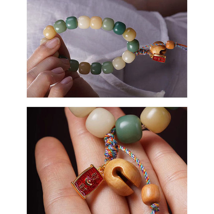 Buddha Stones Natural Gradient Bodhi Seed Wisdom Wooden Fish Drum Charm Bracelet - image 5