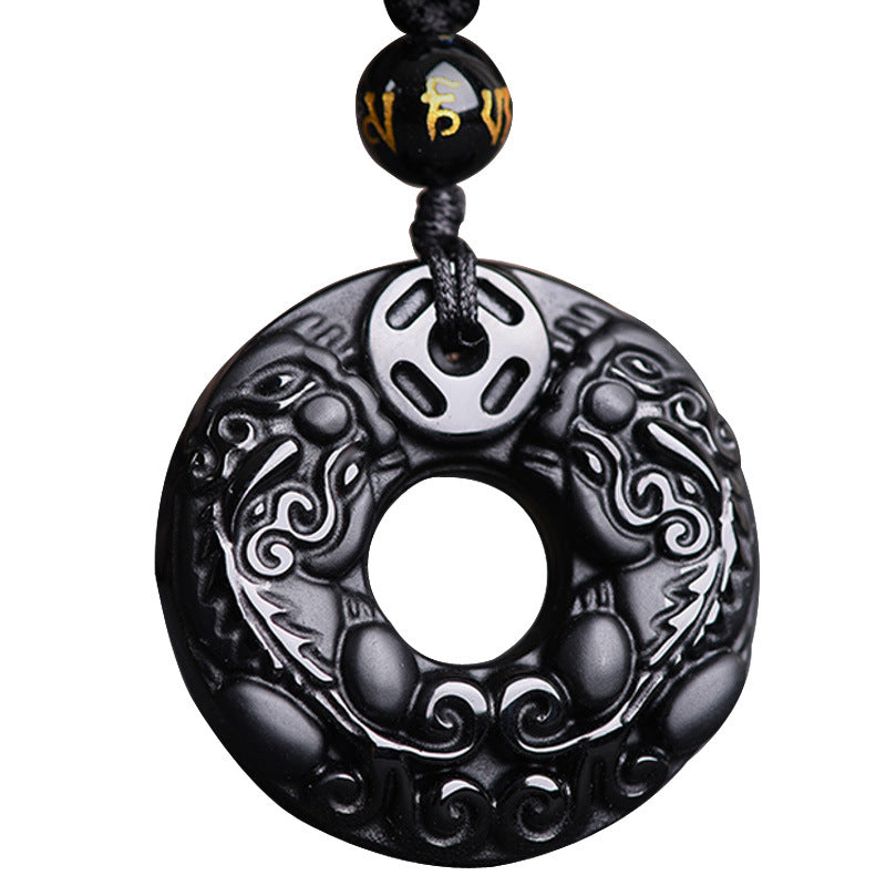 Buddha Stones Pixiu Obsidian Wealth Pendant Necklace - image 3