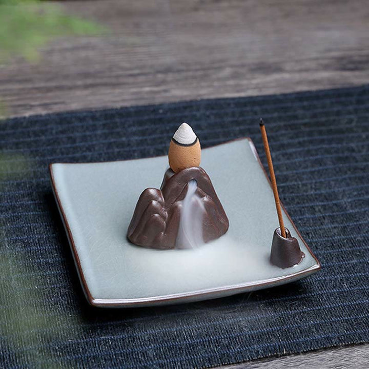 Lotus Plum Blossom Square Ceramic Spiritual Backflow Incense Burner - image 17