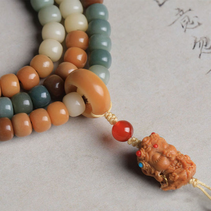 Buddha Stones 108 Mala Beads Gradient Bodhi Seed Green Tara Buddha Engraved Peace Harmony Bracelet - image 4