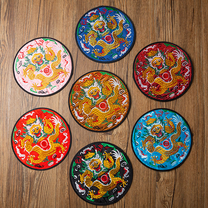 Buddha Stones Dragon Embroidery Cup Mat Pad Tea Cup Coaster Kung Fu Tea Mat - image 20