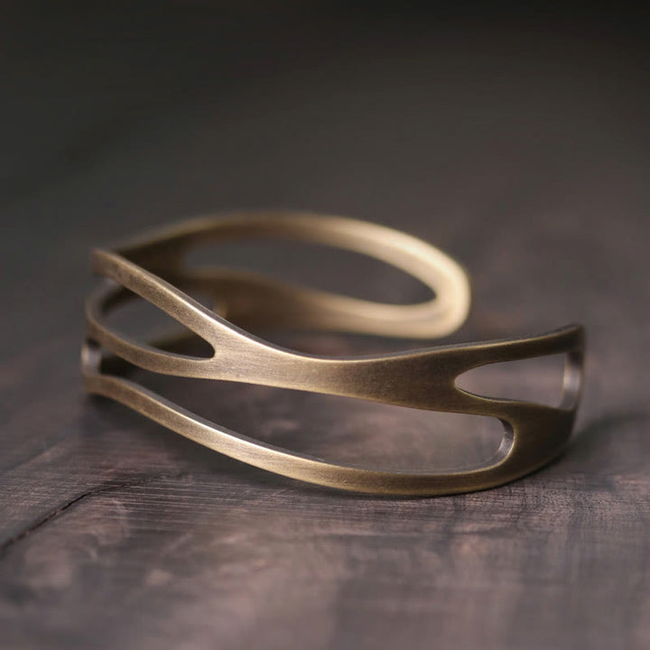 Buddha Stones Vintage Curved Copper Brass Wealth Adjustable Cuff Bracelet Bangle - 55mm(Adjustable) - image 0