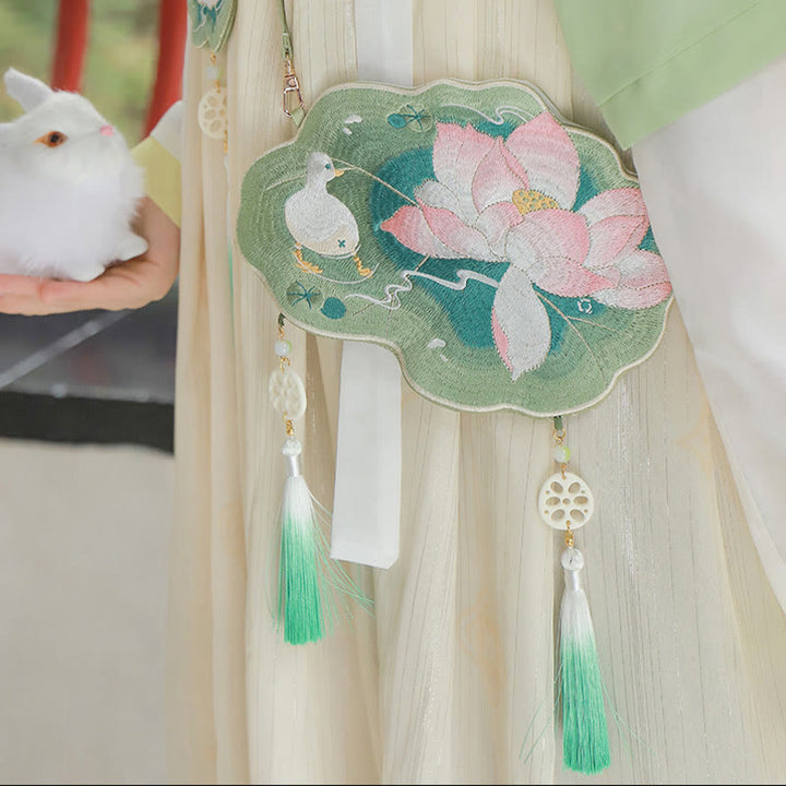 Buddha Stones Luck Embroidery Lotus Koi Fish Rabbit Flower Hanfu Bag Crossbody Bag Shoulder Bag - image 4