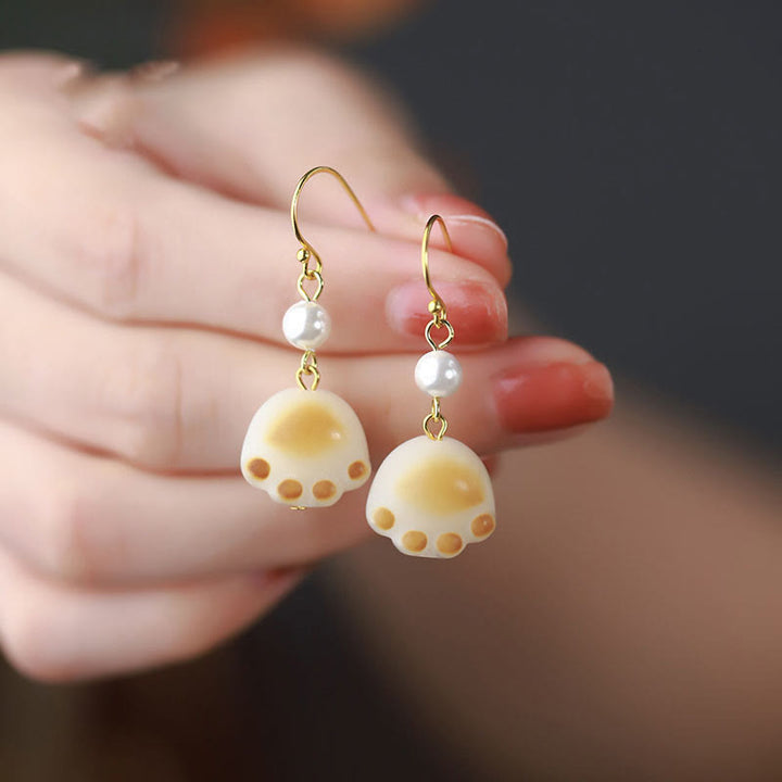 Buddha Stones Bodhi Seed Lovely Cat Paw Claw Peace Dangle Drop Earrings - Bodhi Seed (Wisdom♥Keep away evil spirits) - image 0