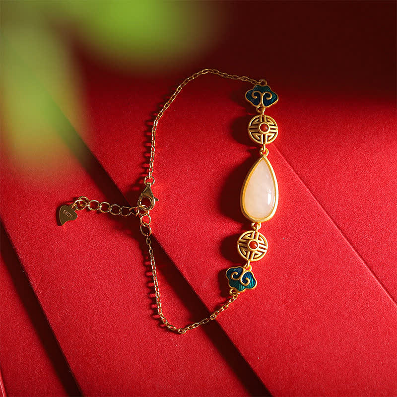 925 Sterling Silver Hetian White Jade Water Drop Chain Necklace Pendant Bracelet - Hetian Jade Bracelet - image 8